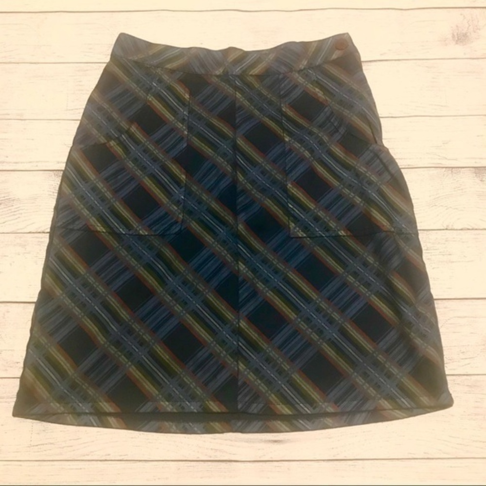 ROXY Retro Plaid Juniors Skirt Blue Yellow 70's